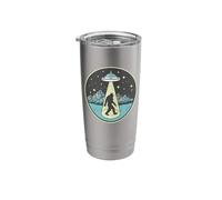 Bigfoot Abduction! Vintage Sasquatch & UFO Alien Graphic Bicchiere termico in acciaio inox doppia parete