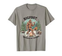 Bigfoot Afferrato Il Mio Wiener Camping Sasquatch Divertente All'aperto Maglietta