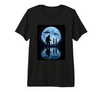 Bigfoot Alien Amicizia Moonlight UFO Divertente Incontro Notte Maglietta Premium