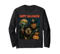 Bigfoot Alien Bulldog Divertente Halloween Trick Treat Door Cam Maglia a Manica
