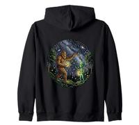 Bigfoot Alien Campfire Che Cattura Una lucciola Felpa con Cappuccio