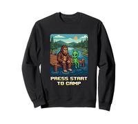 Bigfoot Alien Campfire Press Start to Camp - Divertente retrò Felpa