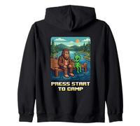 Bigfoot Alien Campfire Press Start to Camp - Divertente retrò Felpa con Cappuccio