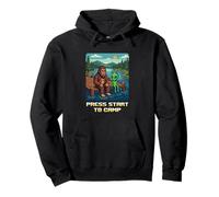 Bigfoot Alien Campfire Press Start to Camp - Divertente retrò Felpa con Cappuccio