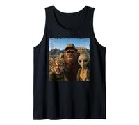 Bigfoot Alien Cat Funny Selfie Hiking Squad Città del Capo Canotta