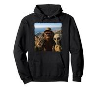 Bigfoot Alien Cat Funny Selfie Hiking Squad Città del Capo Felpa con Cappuccio