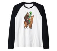 Bigfoot Alien GNOME Equitazione Un Alpaca Maglia con Maniche Raglan