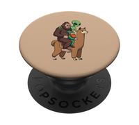 Bigfoot Alien Gnome equitazione un Alpaca PopSockets PopGrip Adesivo