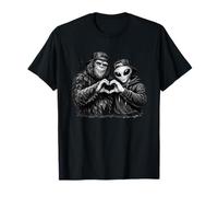 Bigfoot Alien Love Segno Mano Extraterrestre credenti Maglietta