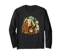 Bigfoot Alien Toasting Marshmallows Campfire Maglia a Manica