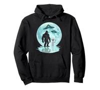 Bigfoot Alien UFO Astronave Luna Sasquatch Credenti Uomini Felpa con Cappuccio