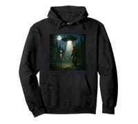 Bigfoot Alien UFO Encounter Forest Night Mistero Cryptid Felpa con Cappuccio