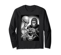 Bigfoot Alien Valentines Day UFO Love Encounter Maglia a Manica