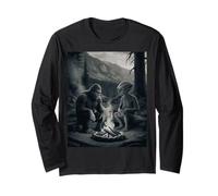 Bigfoot And Alien Campfire Adventure - Nature Hiking Tee Maglia a Manica