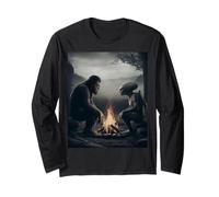Bigfoot And Alien Campfire Adventure - Nature Hiking Tee Maglia a Manica