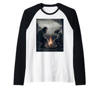 Bigfoot And Alien Campfire Adventure - Nature Hiking Tee Maglia con Maniche Raglan
