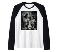 Bigfoot And Alien Campfire Adventure - Nature Hiking Tee Maglia con Maniche Raglan