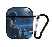 Bigfoot and Aliens - Custodia protettiva rigida compatibile con auricolari AirPods 1 e 2, con portachiavi
