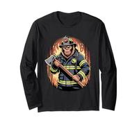 Bigfoot - Ascia da pompiere con fiamme della foresta Sasquatch Maglia a Manica