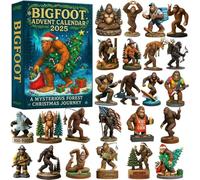 Bigfoot - Calendario 2025 dell'avventura, 24 giorni, calendario per il conto alla rovescia delle festività con statuette Bigfoot 3D, calendario dell'Avvento natalizio per decorare l'albero