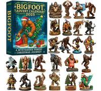 Bigfoot Calendario dell'avventura 2025, 24 giorni, calendario per il conto alla rovescia delle festività con figurine Bigfoot festive, calendario dell'Avvento natalizio per la decorazione dell'albero