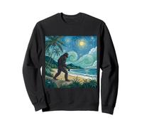 Bigfoot cammina sulla spiaggia sotto il cielo tropicale stellato Felpa