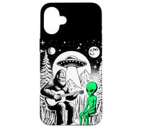 Bigfoot che suona la chitarra Sasquatch in campeggio Alieno Custodia per iPhone 16 Plus