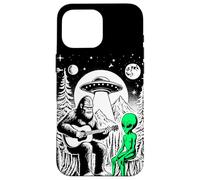 Bigfoot che suona la chitarra Sasquatch in campeggio Alieno Custodia per iPhone 16 Pro Max