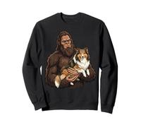 Bigfoot Che Tiene in Braccio Il Cane Pastore delle Shetland Felpa