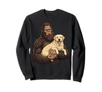 Bigfoot Che Tiene in Braccio Un Labrador Retriever Felpa