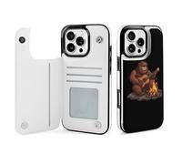 Bigfoot - Custodia a portafoglio Big Foot che suona la chitarra rock su Sasquatch, compatibile con iPhone 16 Pro Max, custodia a portafoglio con porta carte di credito