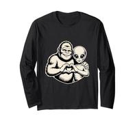 Bigfoot e Alien Amicizia Paranormale Amore Sasquatch UFO Maglia a Manica