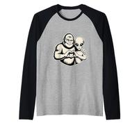 Bigfoot e Alien Amicizia Paranormale Amore Sasquatch UFO Maglia con Maniche Raglan