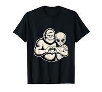 Bigfoot e Alien Amicizia Paranormale Amore Sasquatch UFO Maglietta