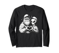 Bigfoot e Alien Fanno a Cuore Una Divertente Amicizia criptica Maglia a Manica