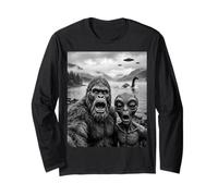 Bigfoot e Alien Selfie con Loch Ness Monster UFO Maglia a Manica