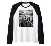 Bigfoot e Alien Selfie con Loch Ness Monster UFO Maglia con Maniche Raglan
