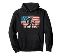 Bigfoot e alieno mano mano bandiera americana sfondo Felpa con Cappuccio