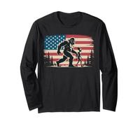 Bigfoot e alieno mano mano bandiera americana sfondo Maglia a Manica