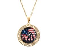 Bigfoot e collana con bandiera americana da donna, regolabile, gioiello con ciondolo per mamma, moglie, fidanzata, regalo, Misura unica, Metallo