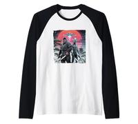 Bigfoot E Ninja Alien Vintage Giapponese Samurai Ukiyo-E Art Maglia con Maniche Raglan