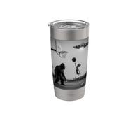 Bigfoot e un alieno che giocano a basket cerchi Sasquatch Bicchiere termico in acciaio inox doppia parete