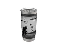 Bigfoot e un alieno che giocano a basket cerchi Sasquatch Bicchiere termico in acciaio inox doppia parete