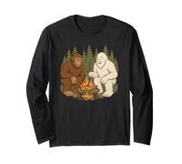Bigfoot e Yeti Cucinare Pesce Pesca da falò Maglia a Manica