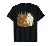 Bigfoot e Yeti Cucinare Pesce Pesca da falò Maglietta