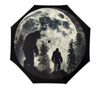 Bigfoot Forest Moon Ombrello da viaggio pieghevole a 3 pieghe per raggi UV pioggia antivento ombrello pieghevole portatile divertente automatico, Stile 7, Manual