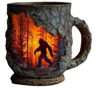 Bigfoot Forests Fire Mug, 3D Escusta Wilderness Sopravvivenza a tema Coppa di caffè, Campers Paranormal Lovers Collectors Oggetto per le avventure di montagna