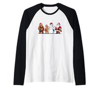 Bigfoot & Friends Holiday Crew con Babbo Natale, Pupazzo di Neve. Maglia con Maniche Raglan