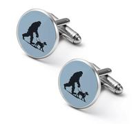 Bigfoot - Gemelli rotondi per camicia a forma di bassotto, ideali come regalo per la festa del papà, 1.7cm, Metallo, Nessuna pietra preziosa