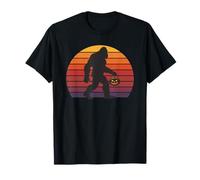 Bigfoot Halloween Retro Tramonto Zucca Divertente Sasquatch Autunno Maglietta